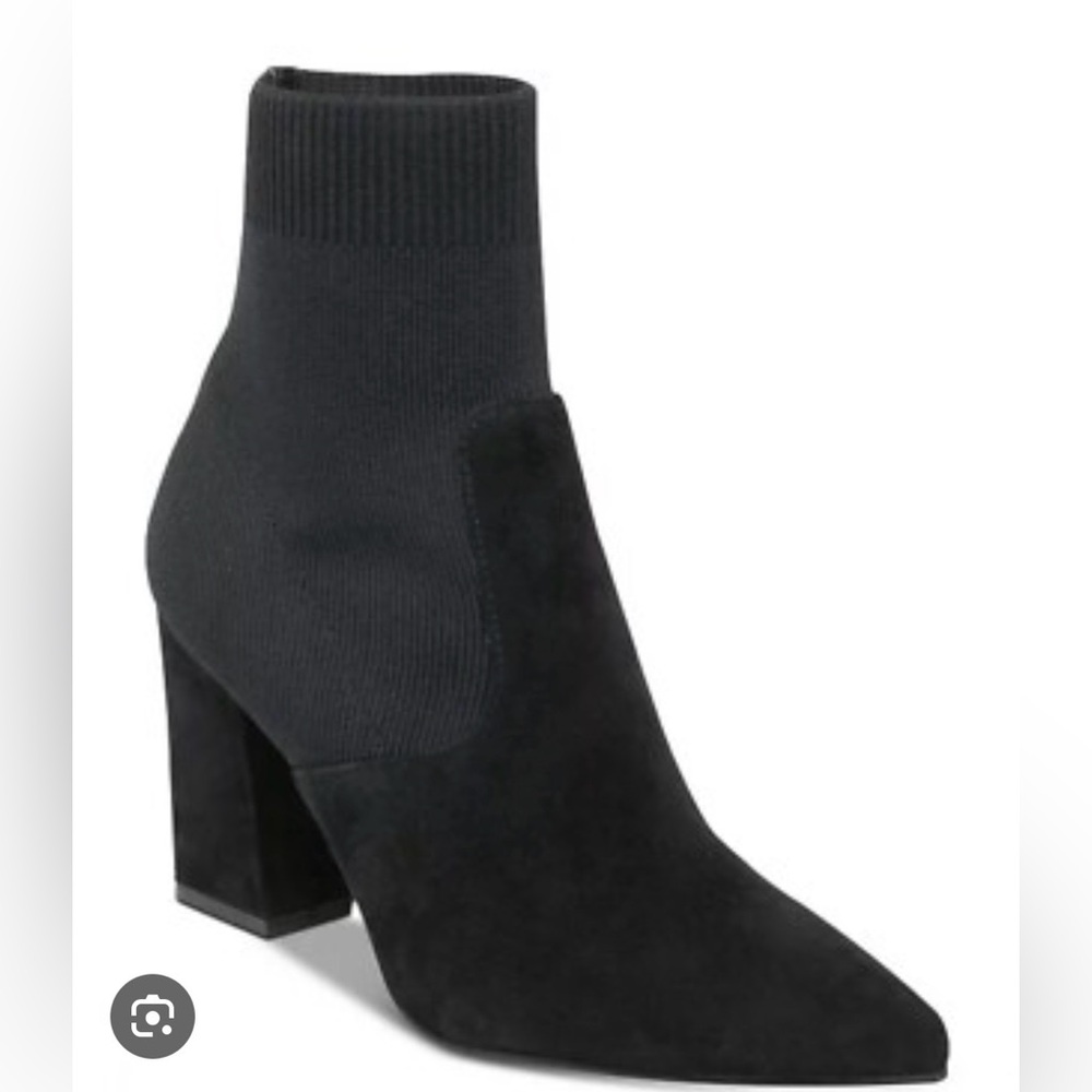Steve Madden Black Suede Stretch Sock Booties – Size 9 – Pointed Toe 🖤